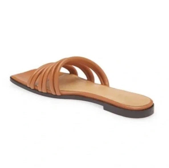 FRAME Le Capri Strappy Slide Sandals  Tan Leather Sz 40 $298