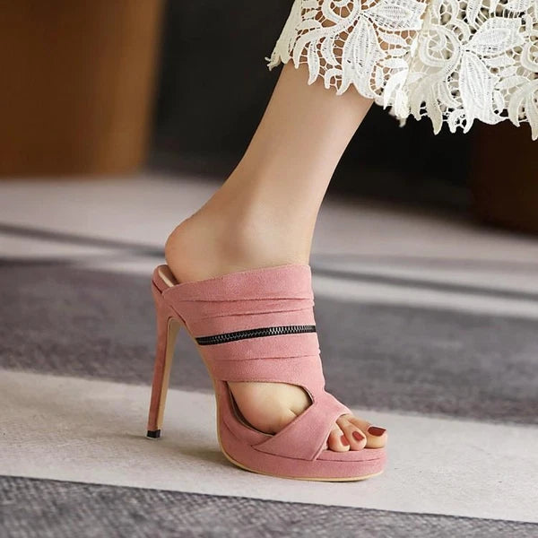Lady Women's Formal Mules Slides Party Stiletto High Heel Sandals Shoes Open Toe