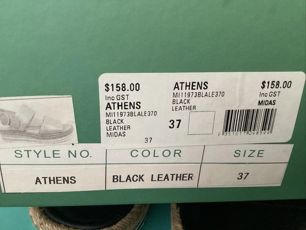 Midas Athens Black Leather slides size 37 - Current Style