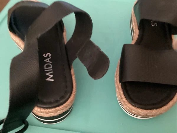 Midas Athens Black Leather slides size 37 - Current Style