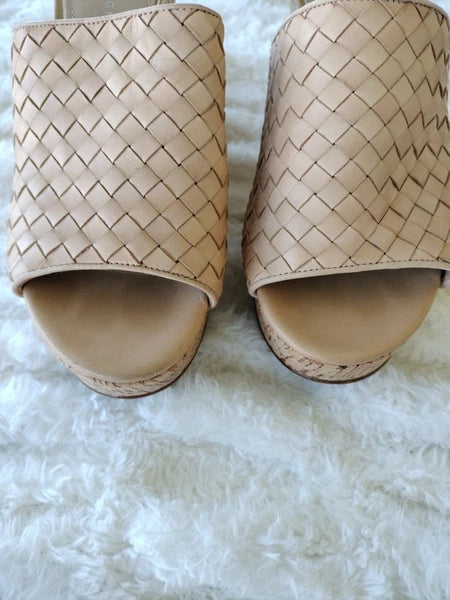 ETIENNE AIGNER Devin Sz 8  Sandals Platforms Women's Natural Cork Wedges Slides