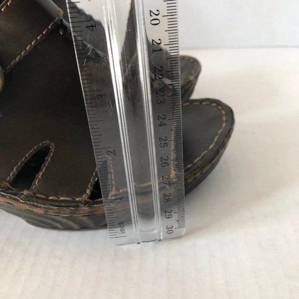 FASHION BUG Sunrise Brown Open Toe Clog Sandals Retro Hippie Boho Womens 8.5