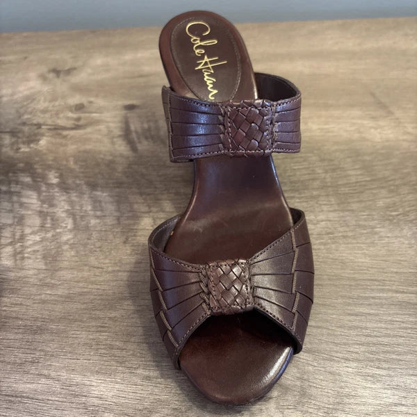 Cole Haan Air Huarache Slide Wedge Sandal Womens Size 6B Slip On Leather Carob
