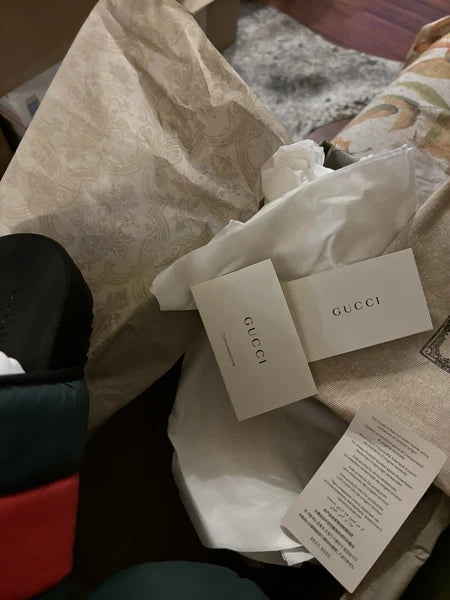 Gucci Puffer Nylon Slides Black/Red/Green Sandal Unisex  Size 39 US 8