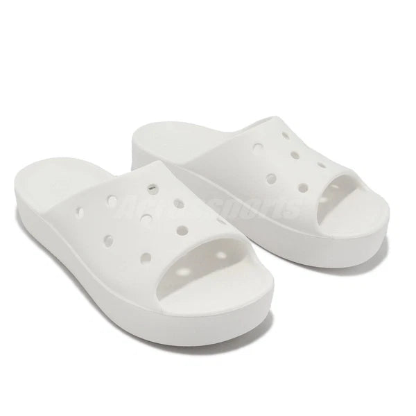 Crocs Classic Platform Slide White Women Casual Sandals Slippers 208180-100