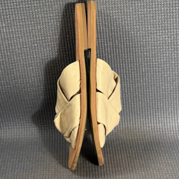 Free People Leather Slide Fashion Sandals Beige Size 6.5 US 37 EU