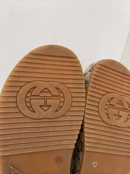 Gucci Womens Angelina Maxi GG Platform Slide Sandals- Beige Canvas- 40.5 /10.5US