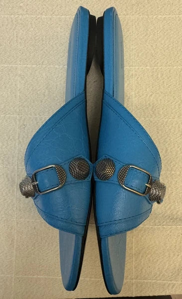 Balenciaga Le Cagole Slide Sandal CYAN/ AGED NIKEL, Size 9US /39EU $750