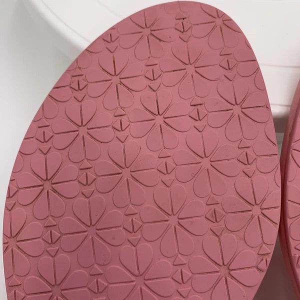 Kate  Spade Tatum New York Pink Leather Bow-Thong Sandals Spade Charm Size 9B