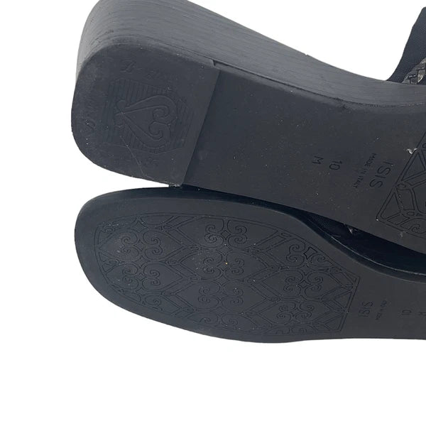 Brighton Sandals Isis Women’s 10M Black Braided Slide Low Wedge Y2K Slip On