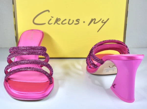 CIRCUS NY BY SAM EDELMAN NIB $120 HEDDIE PINK PUNCH SLIDE HEELED SANDAL. SZ 8 M