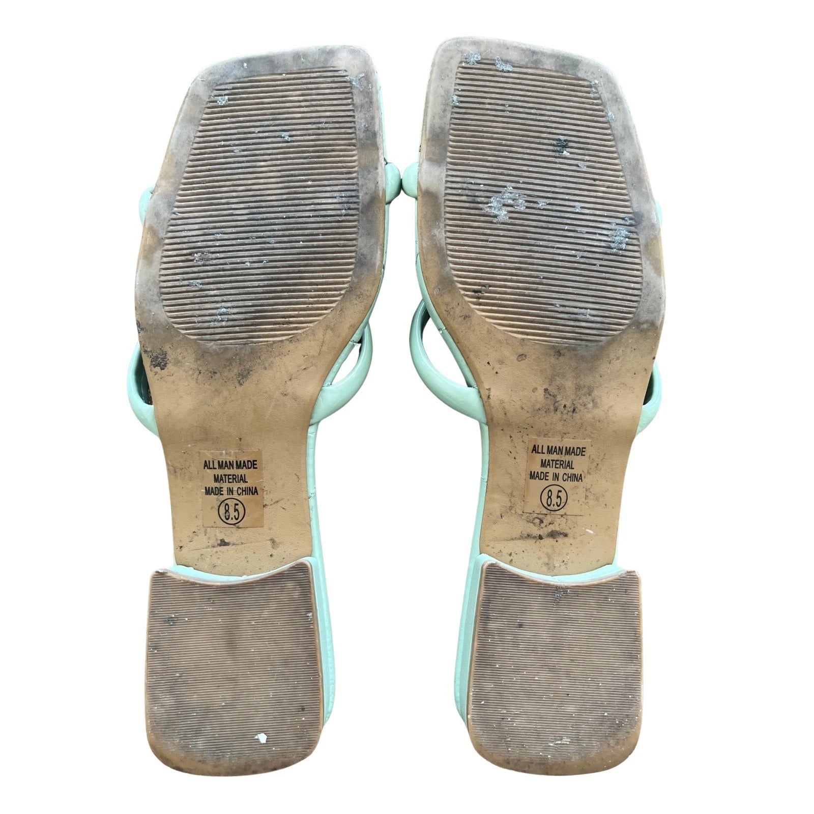 Womens Quilted Square Toe Low Heel Sandals Strappy Slip On Mules Slides Size 8.5