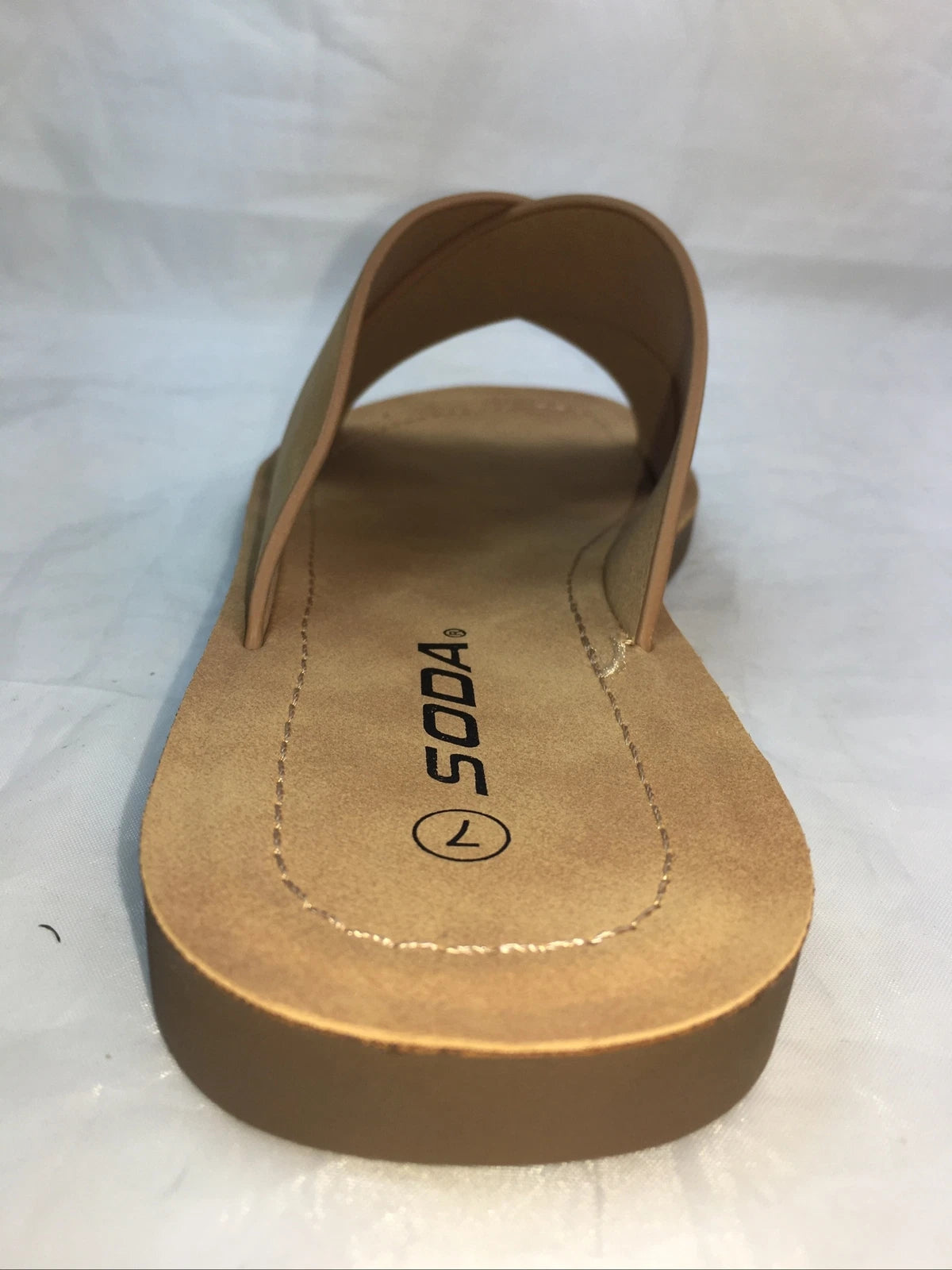SODA-REFLECT-COFFEE NUBUCK PU X BANDS Slide CASUAL Fashion Women Sandal Slip On