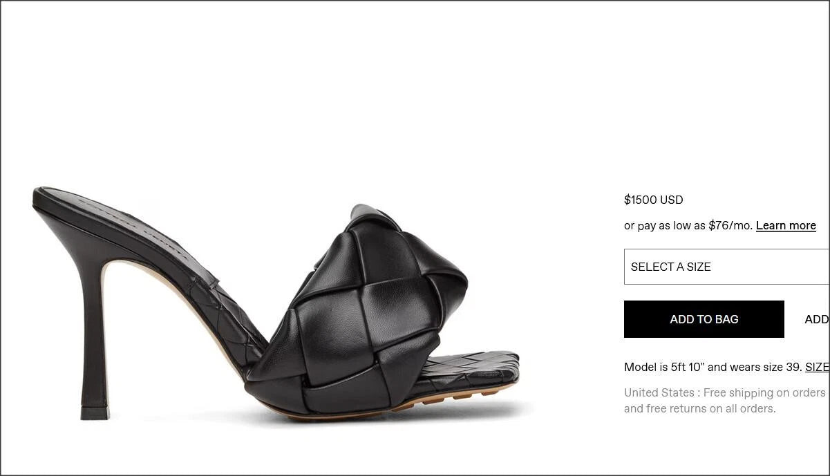 $1500 Bottega Veneta Lido Mule Slide Sandal Intrecciato Black Leather 90 Heel 38