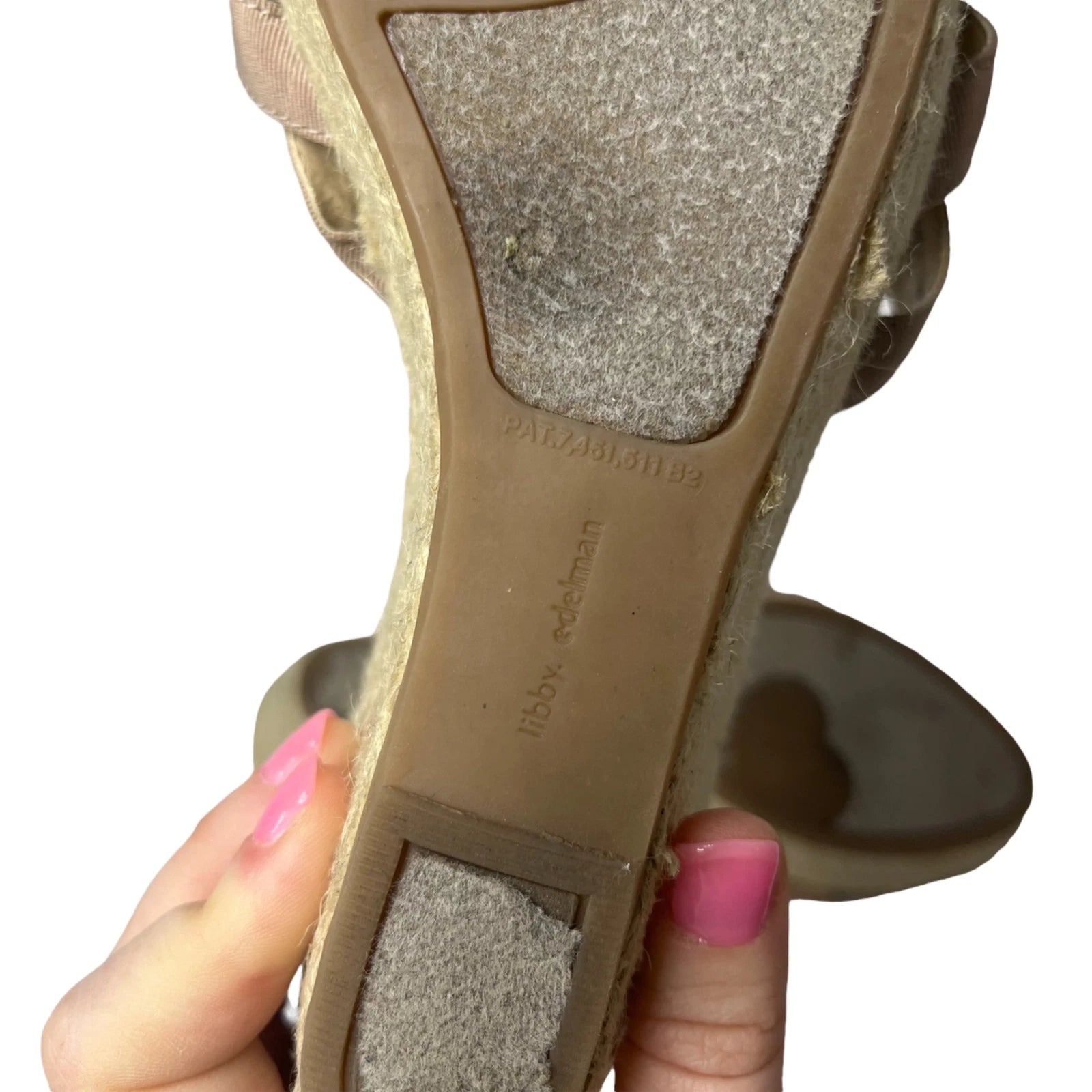 Libby Edelman Vixon Espadrille Sandals Womens Nude Beige Wedge Bow Slide Size 9M