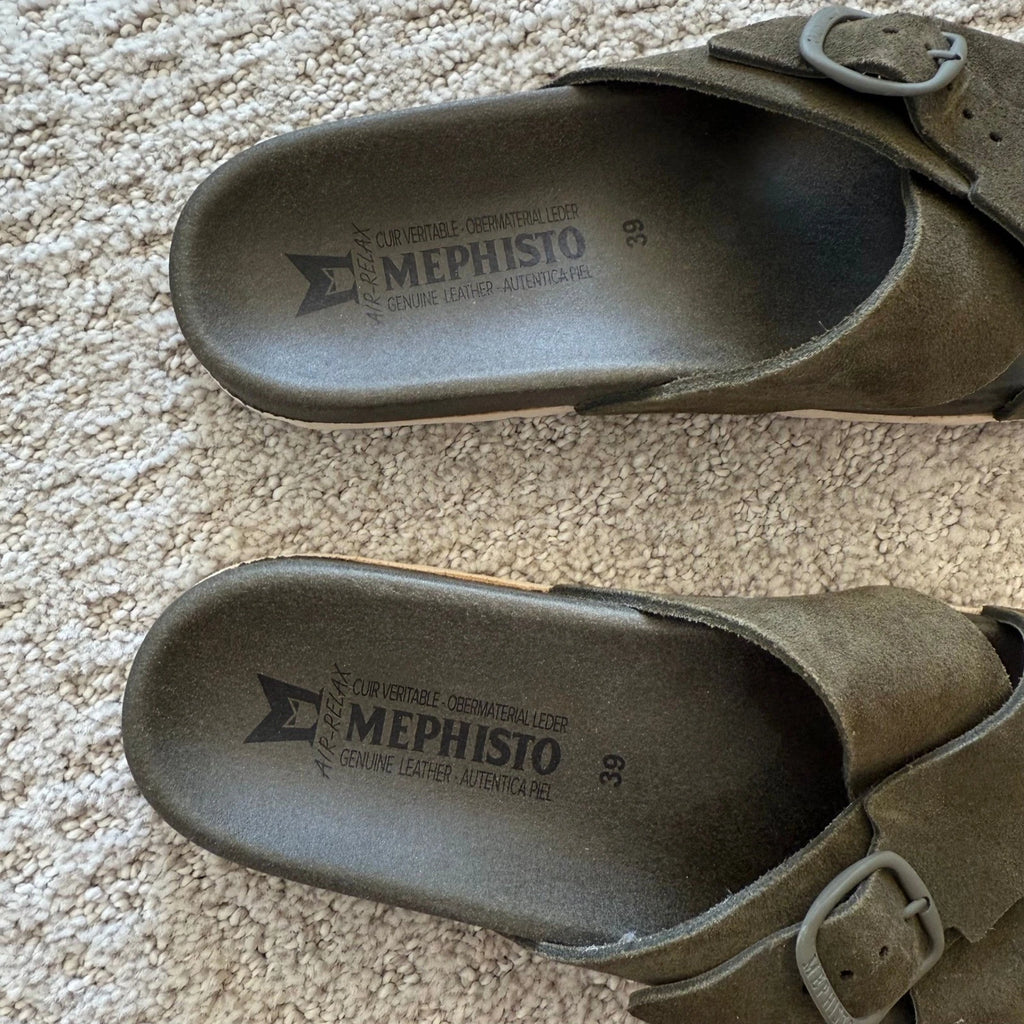 Mephisto KENNIE LODEN Suede Leather Criss Cross Buckle Sandals 9 WOMEN 39