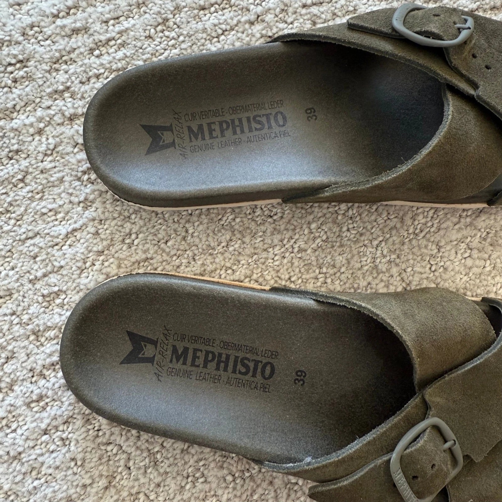 Mephisto KENNIE LODEN Suede Leather Criss Cross Buckle Sandals 9 WOMEN 39