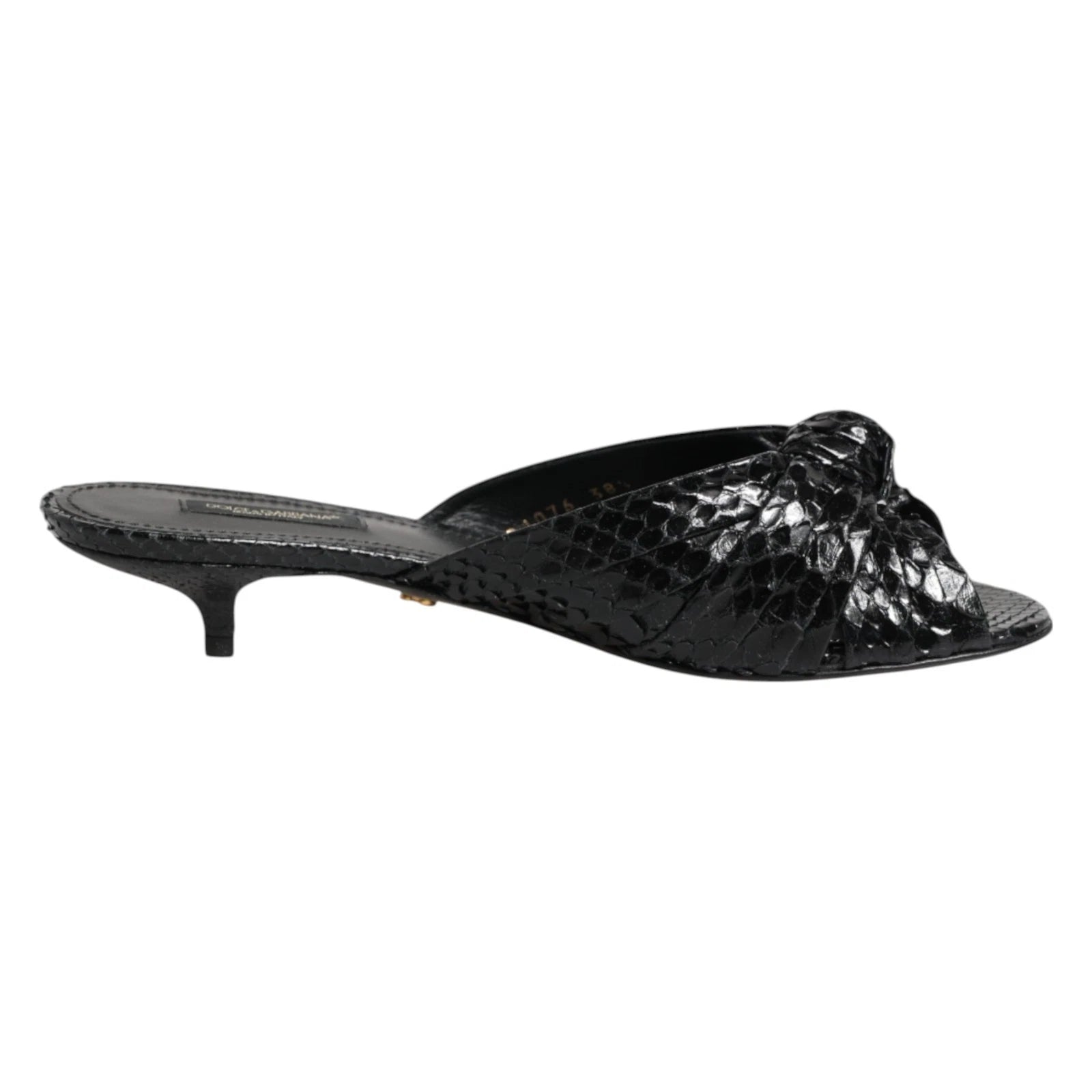 DOLCE & GABBANA Shoes Black Leather Heels Slides Sandals EU37.5 / US7 1200usd
