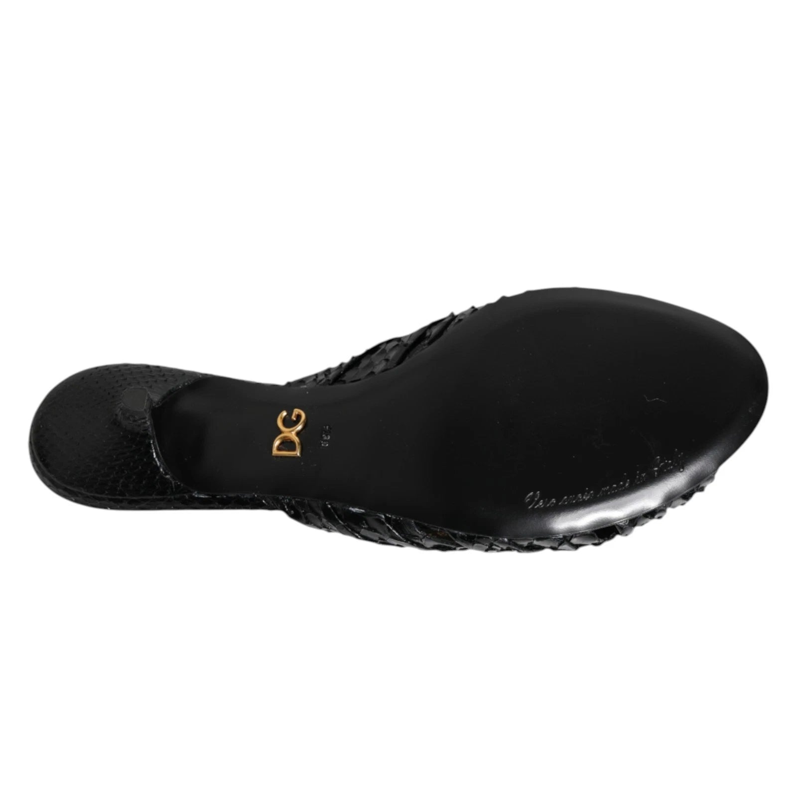 DOLCE & GABBANA Shoes Black Leather Heels Slides Sandals EU37.5 / US7 1200usd