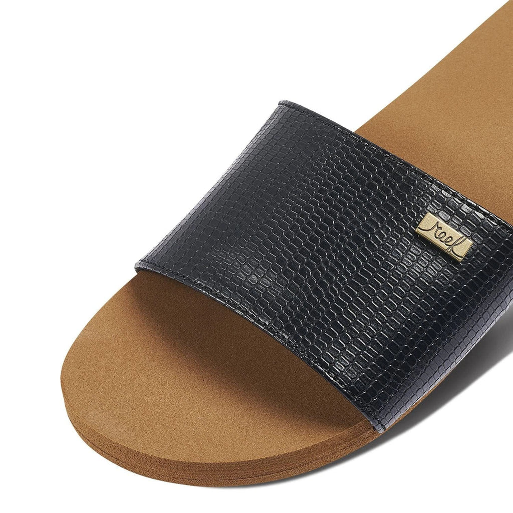 Reef Women's Bliss Nights Slide Sport Sandal, Black/Tan, 6