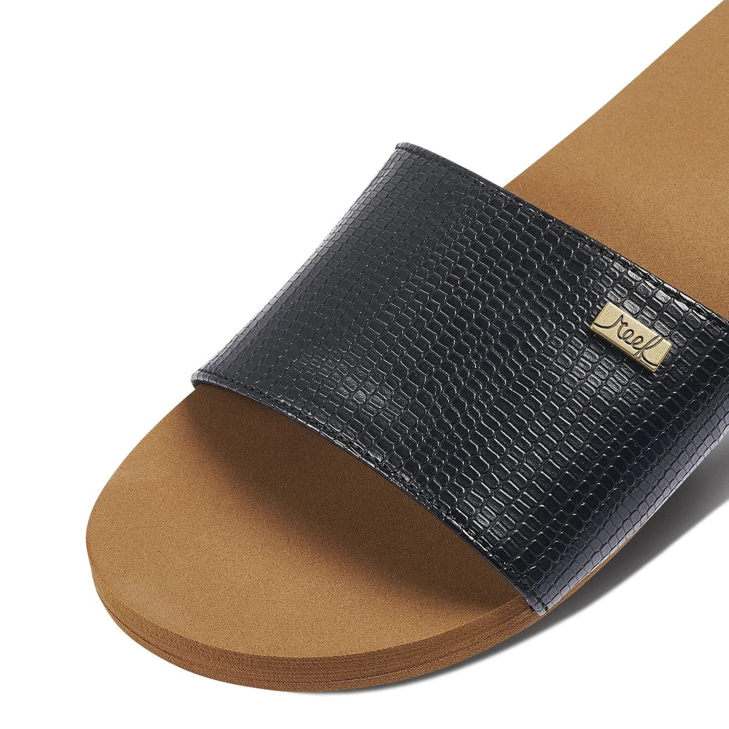 Reef Women's Bliss Nights Slide Sport Sandal, Black/Tan, 6