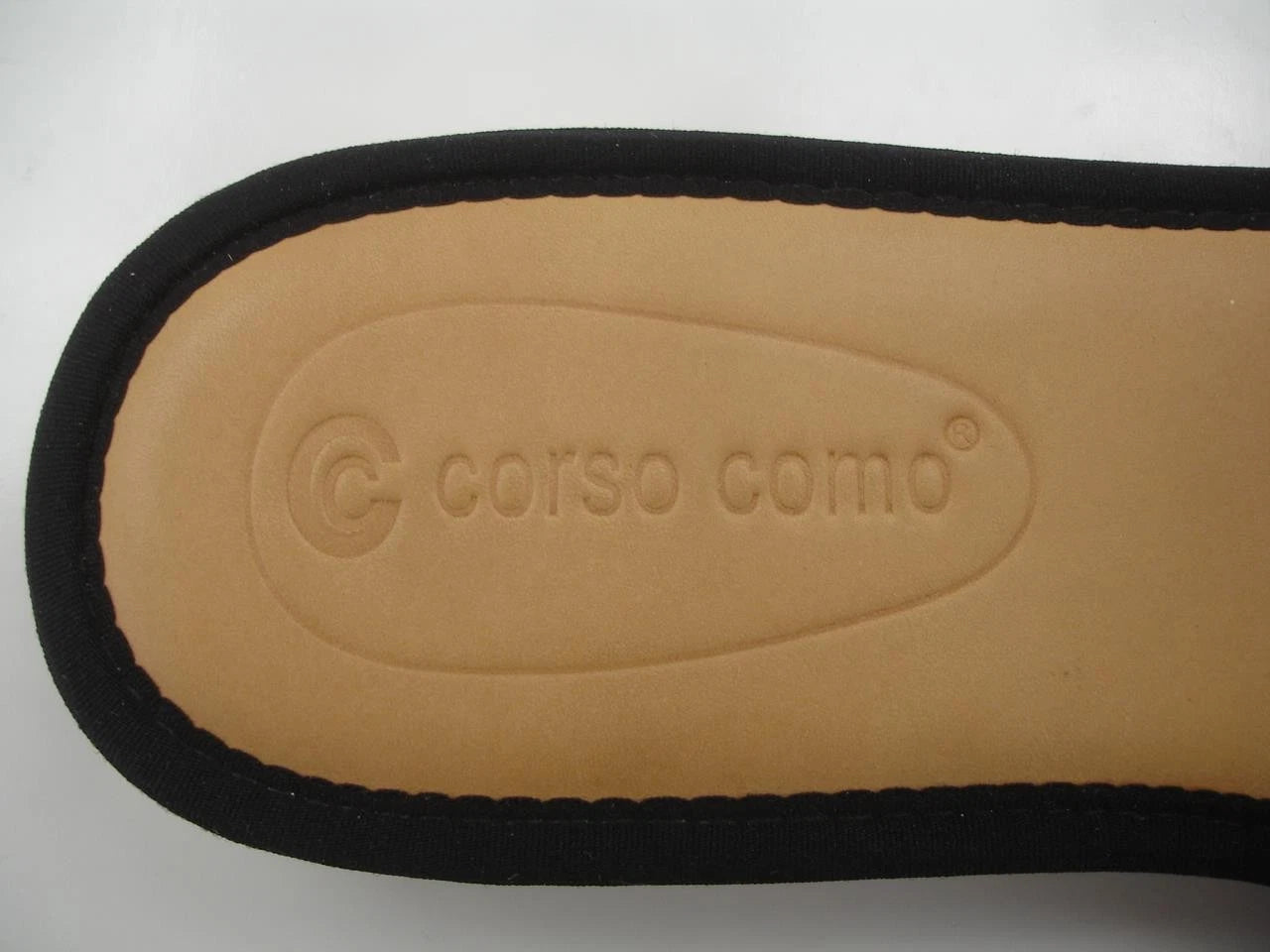 Women's 8.5 M Corso Como Bahlia Black Leather Flat Sandals Buckle Open Toe Slide