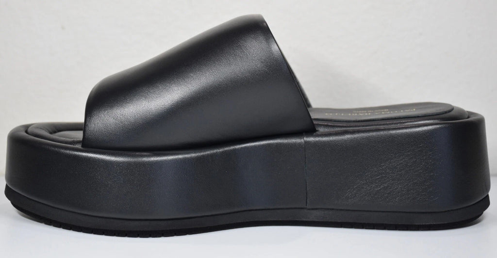PALOMA BARCELO NIB $370 KORNELIA BLACK LEATHER PLATFORM SLIDE SANDAL. EU38/US8