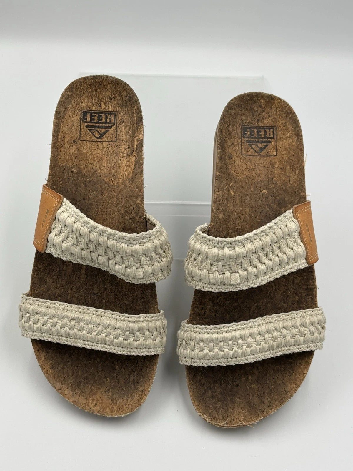 Reef Women's Cushion Vista Fashion Slide Sandal Size 8 White Strap Slip 38.5EU