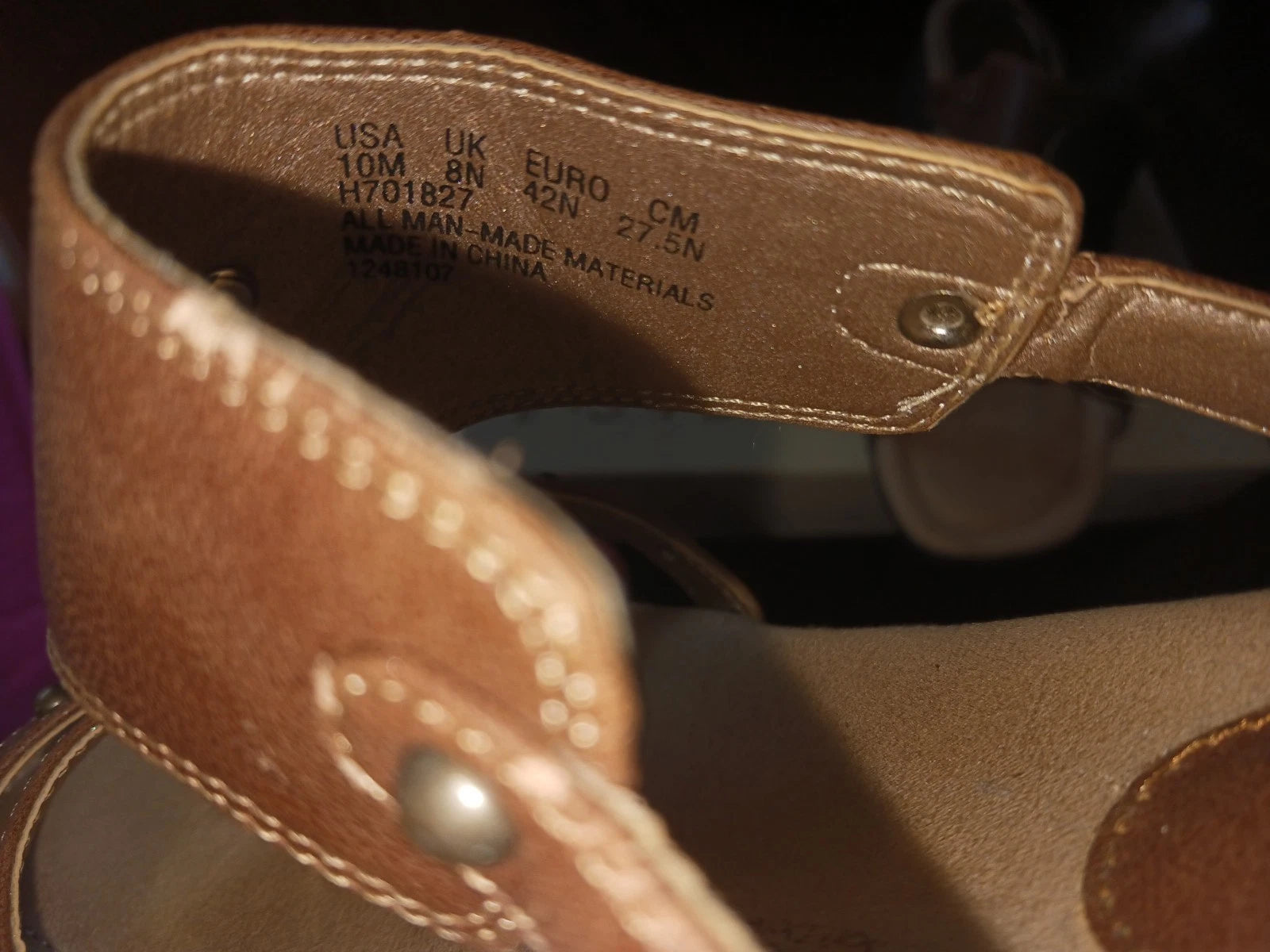 Soft Style Lt. Brown Slide Sandals With Metal Details 1" heel Sz 9.5 New In Box