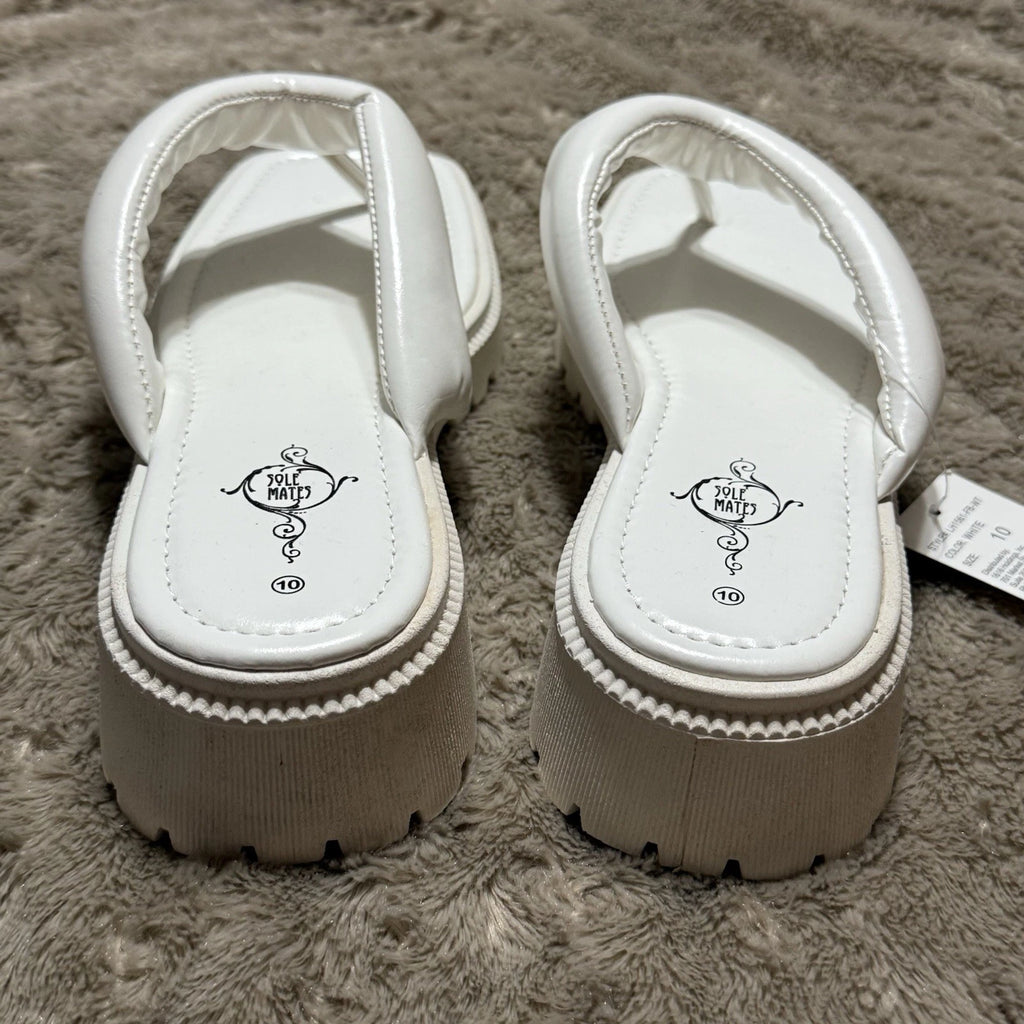 Sole Mates White SlipOnPlatform Wedge Flip Flop Thong Sandals Womens Sz 10- NEW