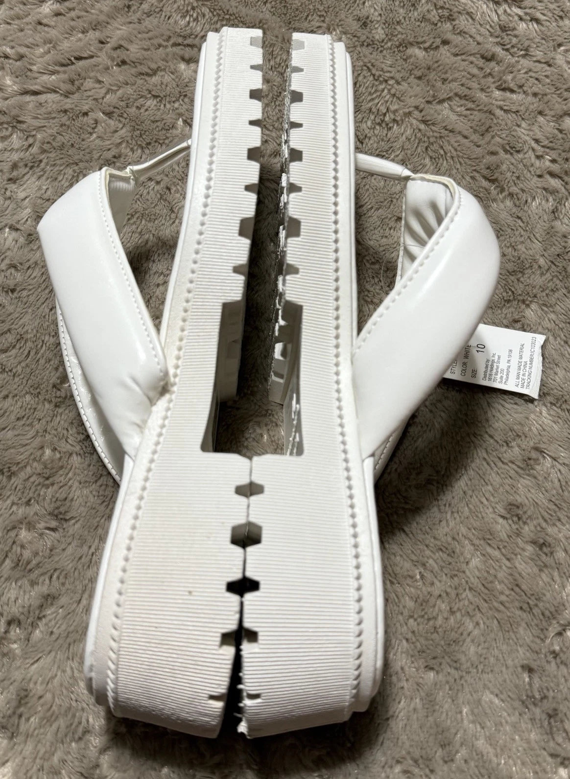 Sole Mates White SlipOnPlatform Wedge Flip Flop Thong Sandals Womens Sz 10- NEW