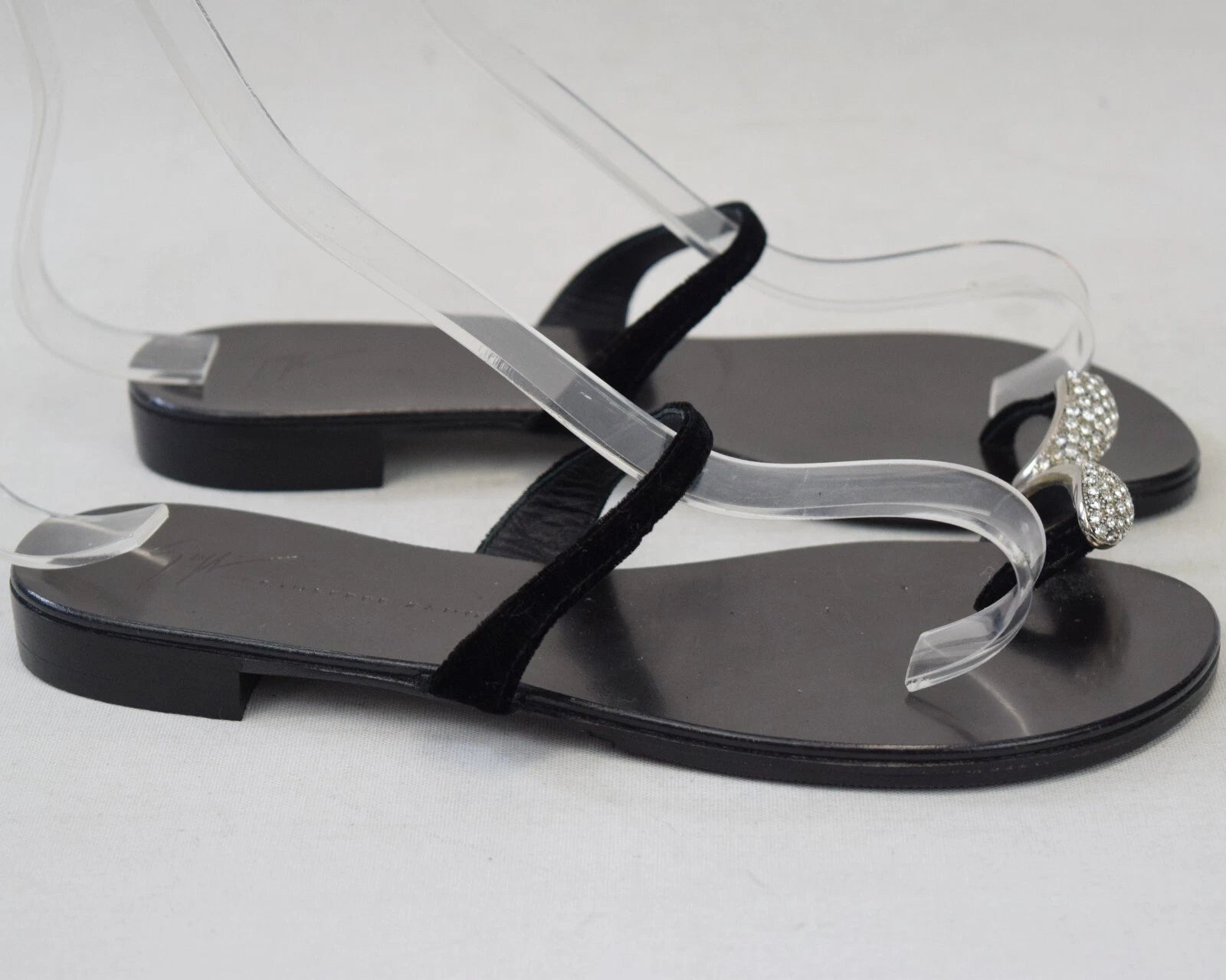 NEW GIUSEPPE ZANOTTI NuvoRock Ring Sandals 36.5 Black Crystal Embellished 6.5