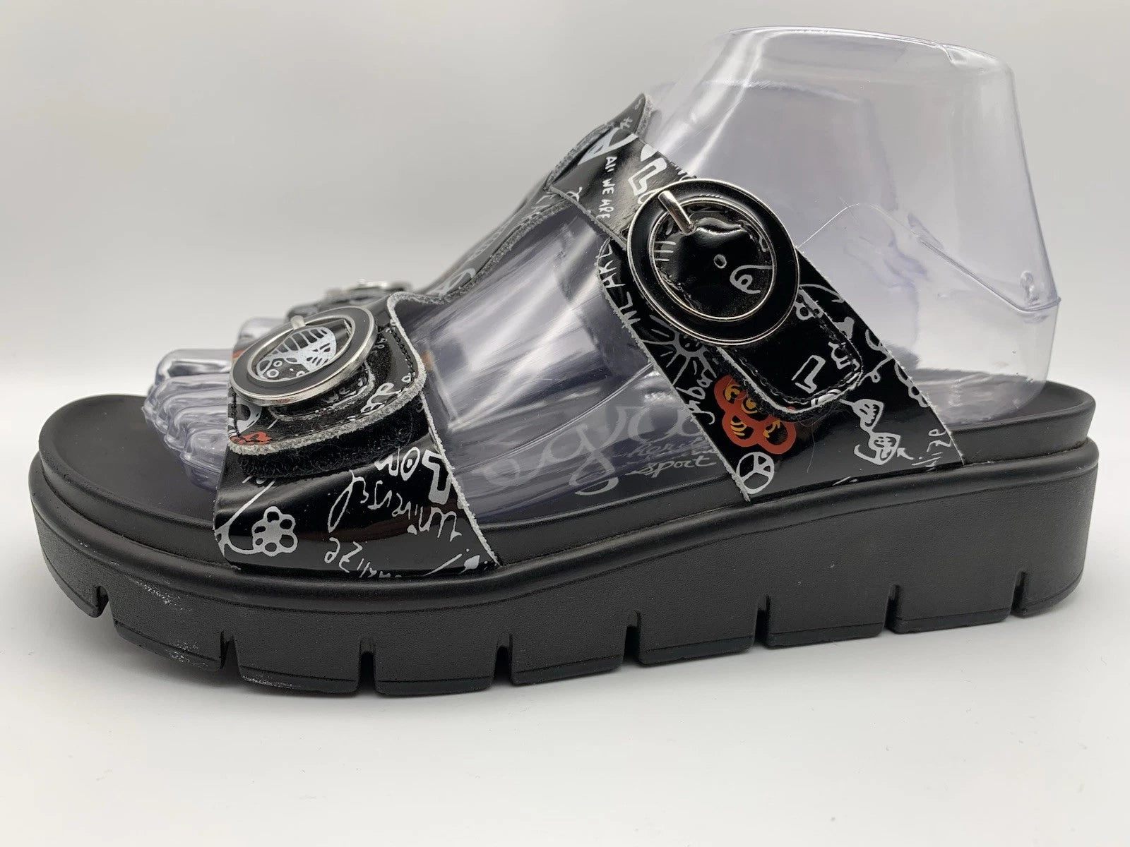 Alegria Women's US 7/7.5 EU 37 Vita Peace And Love Black Leather Sandals