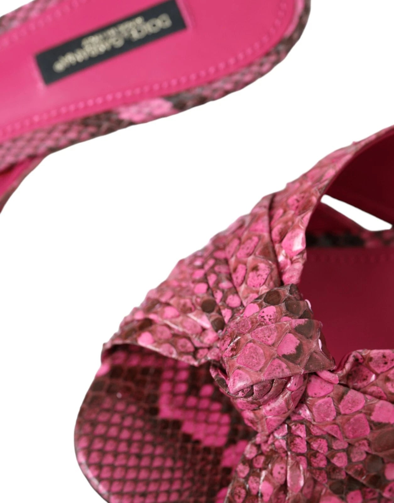 DOLCE & GABBANA Shoes Pink Python Leather Kitten Heels Slides EU37.5/US7 1200usd