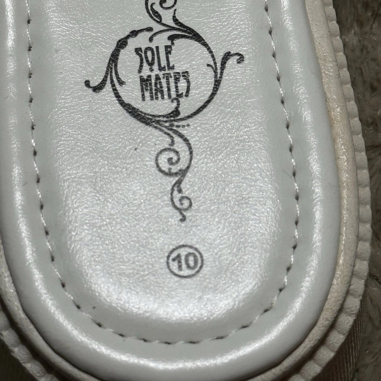 Sole Mates White SlipOnPlatform Wedge Flip Flop Thong Sandals Womens Sz 10- NEW