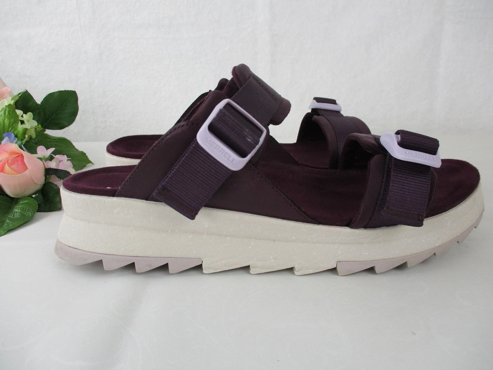 Merrell Alpine Cush Burgundy Sport Platform Slide Sandals size 11, 42