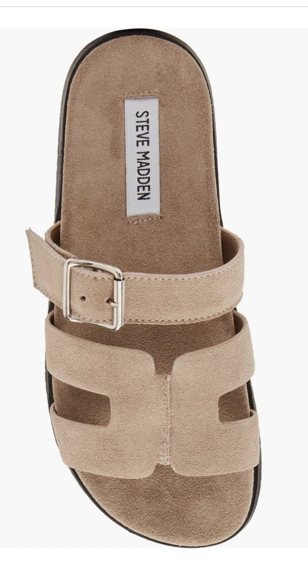 Steve Madden Mayven Suede Slide Sandals Taupe SIze 10