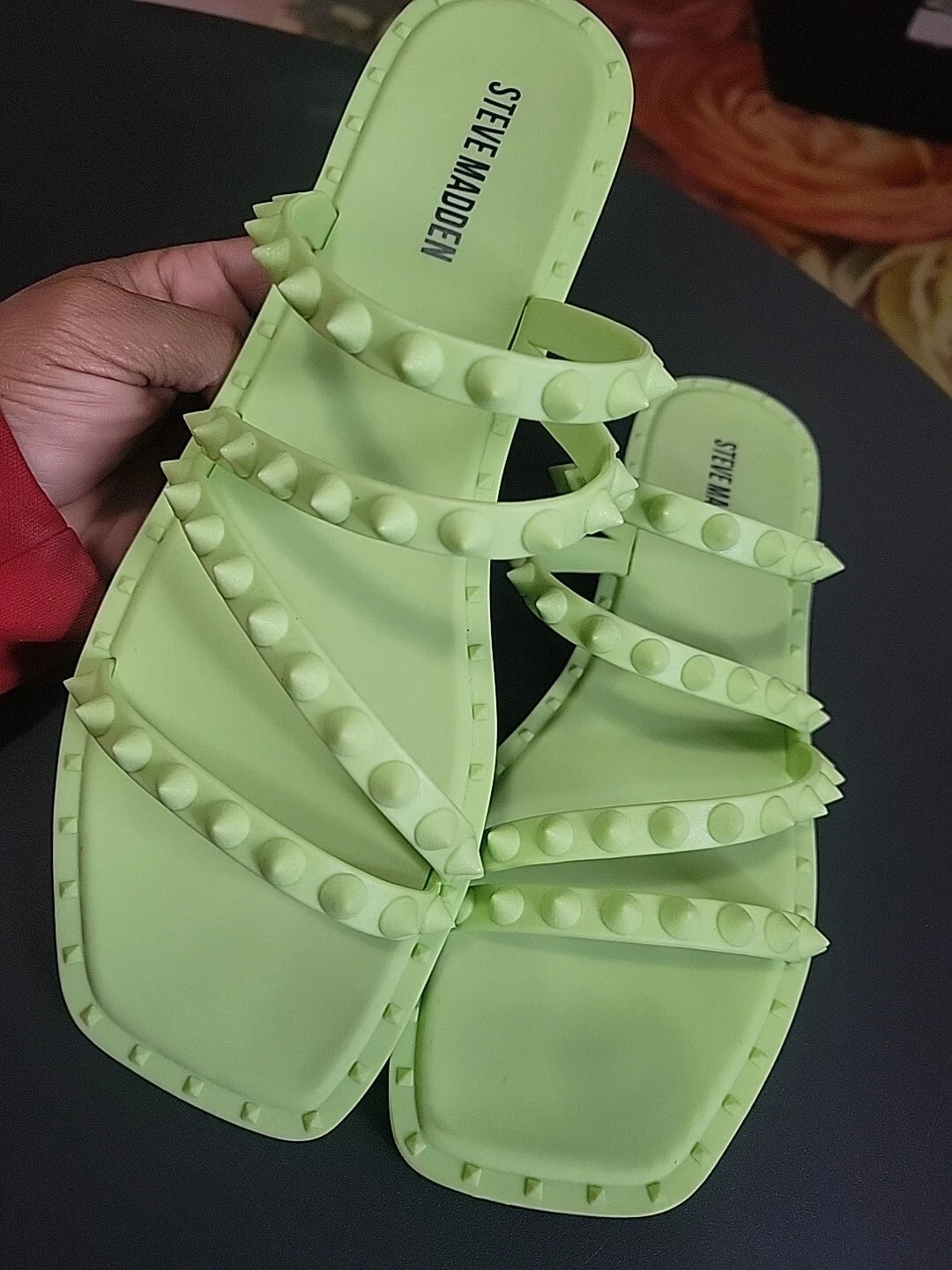 STEVE MADDEN Skyler-j Studded Neon Jelly Slide Sandals Flip Flops Women's Size 8
