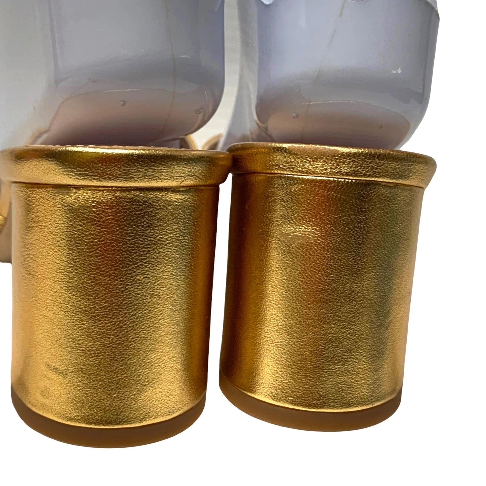 Via Spiga Rafaela Gold Leather Slide Sandals Womens Size 7.5 M  NWOB