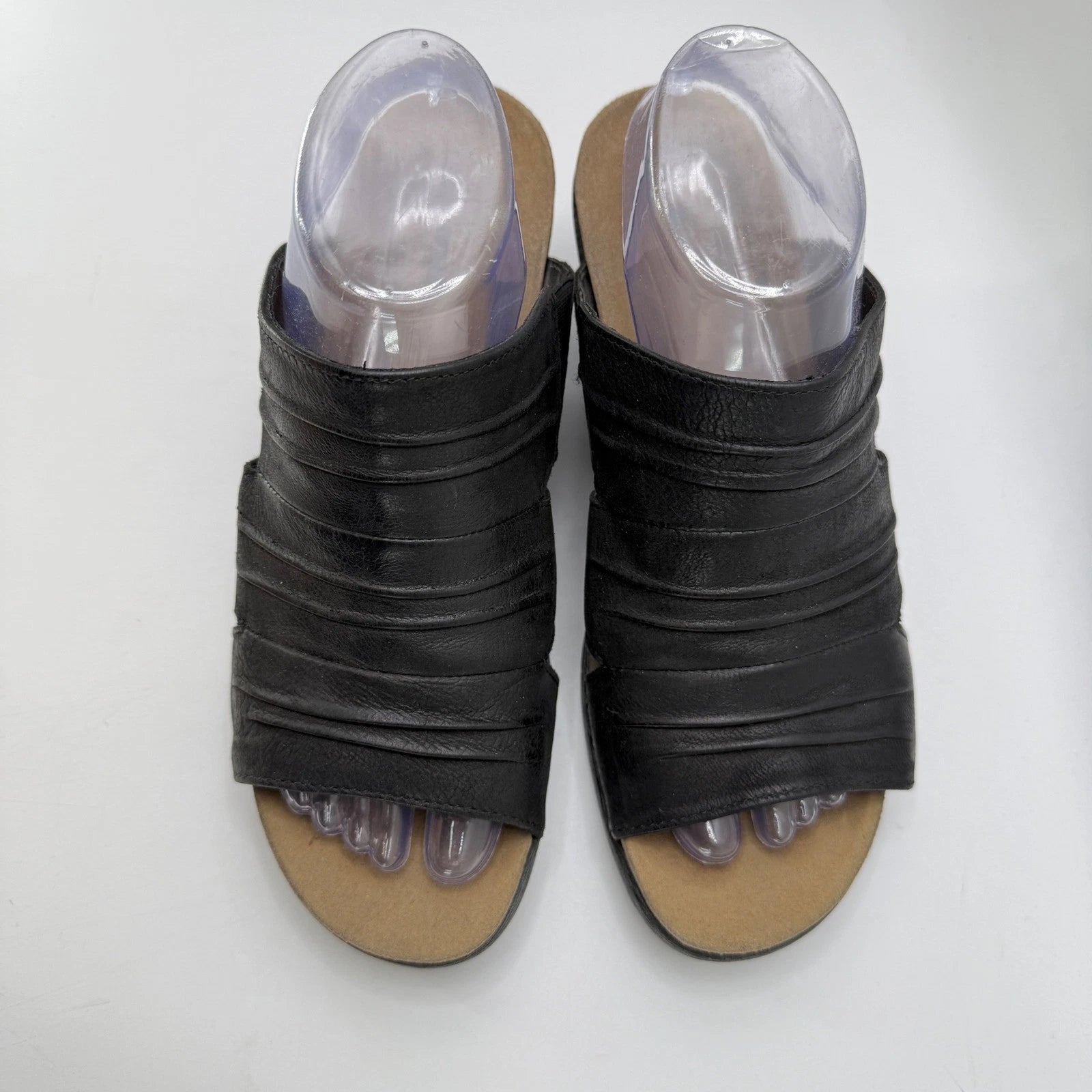 Romika Black Leather Wedge Sandals Slides Casual Comfort Summer Womens Size 40