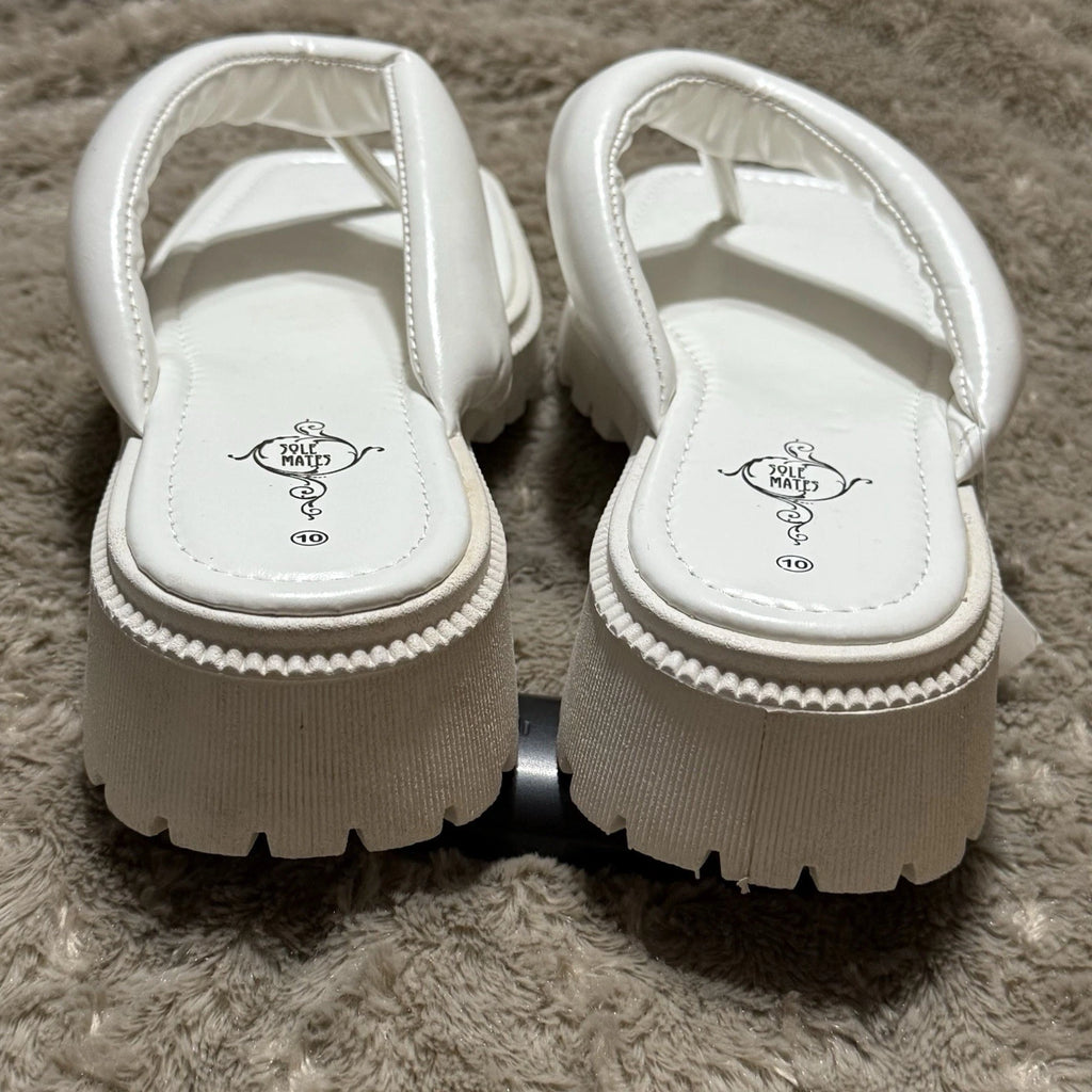 Sole Mates White SlipOnPlatform Wedge Flip Flop Thong Sandals Womens Sz 10- NEW