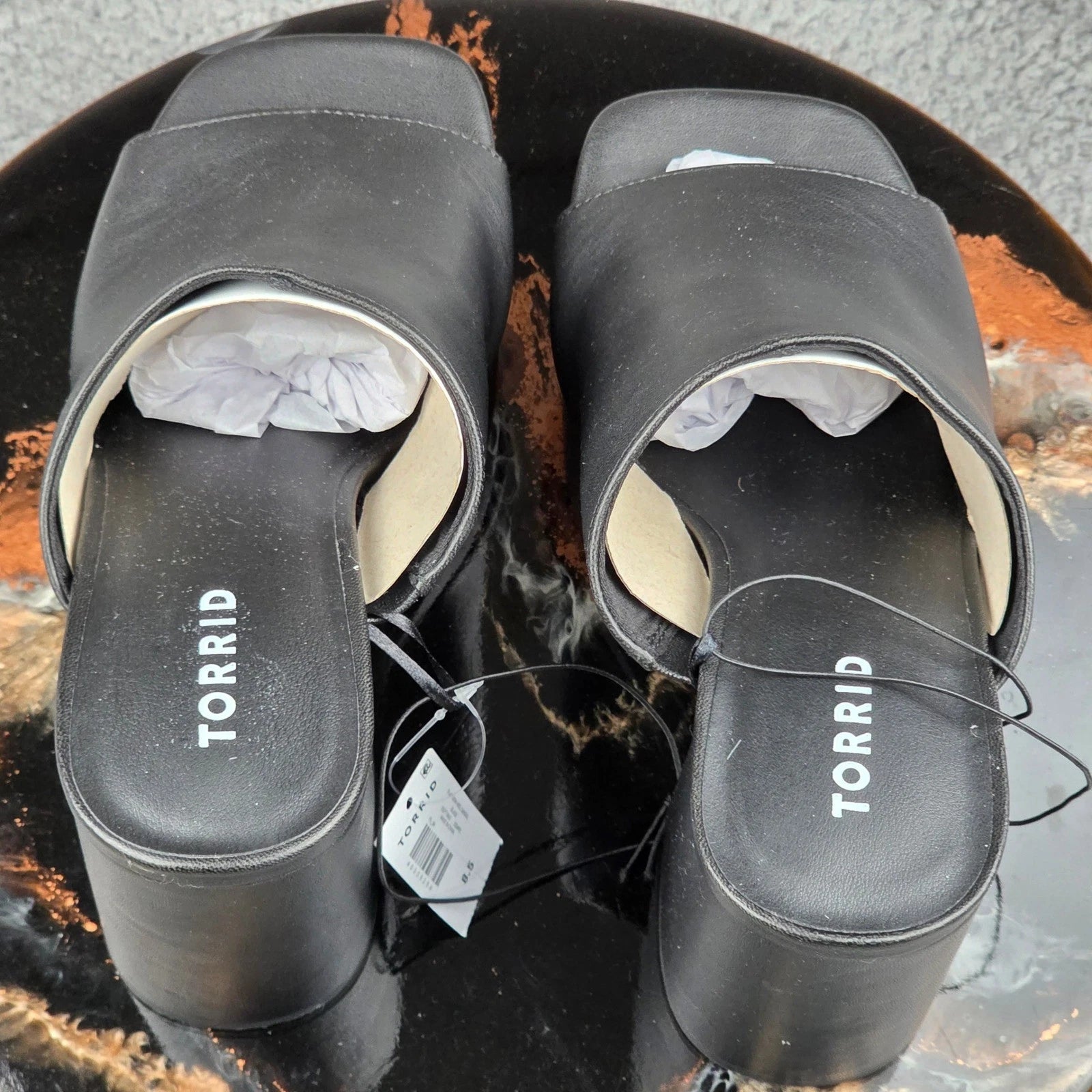Torrid Platform Heel Sandal Black Block Heel Mule Size 8.5 New with Tags NEW