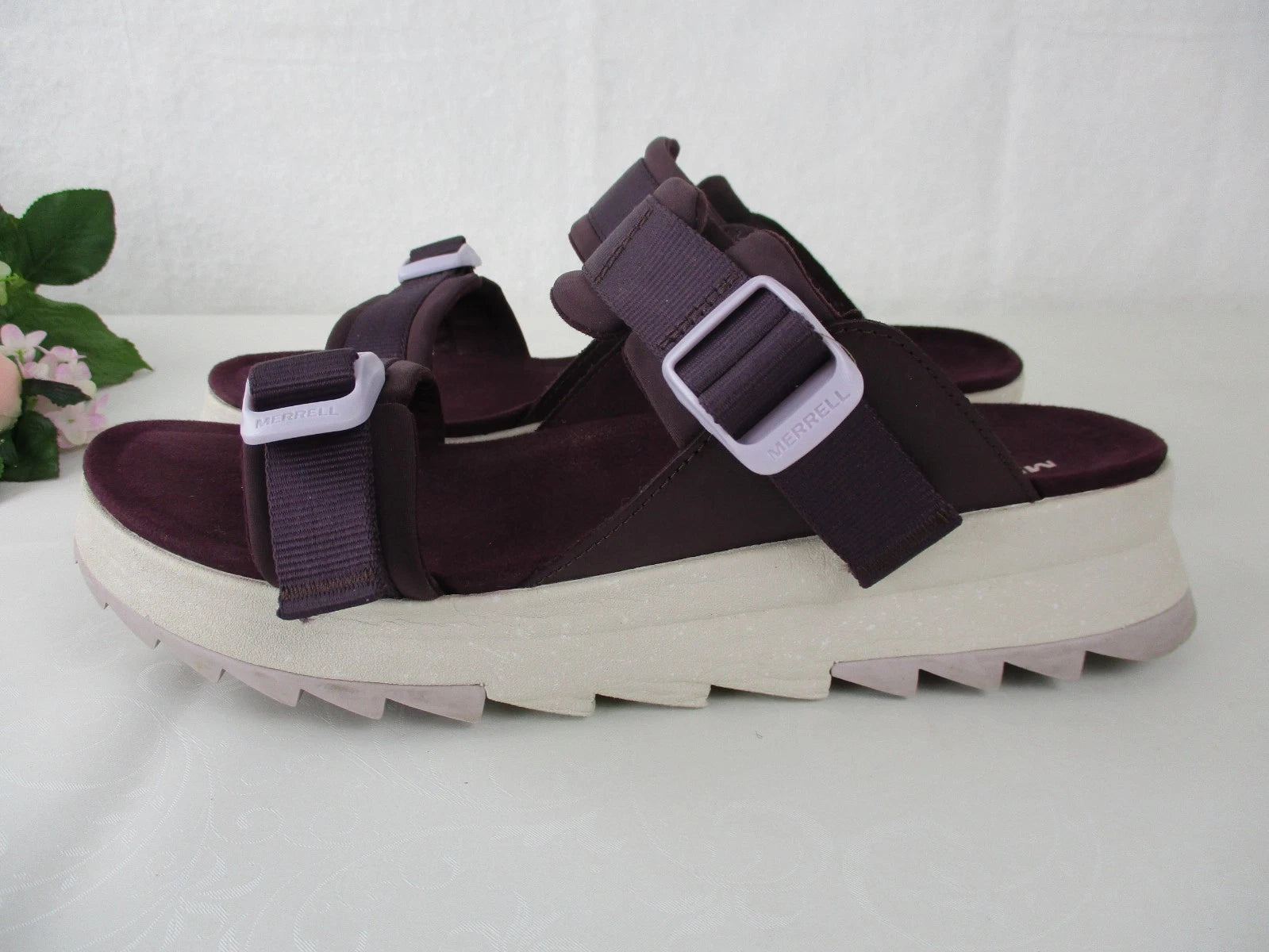 Merrell Alpine Cush Burgundy Sport Platform Slide Sandals size 11, 42