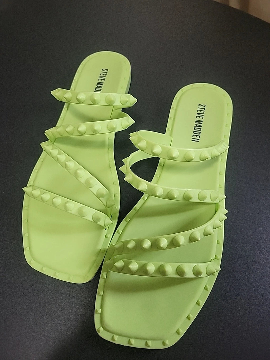 STEVE MADDEN Skyler-j Studded Neon Jelly Slide Sandals Flip Flops Women's Size 8