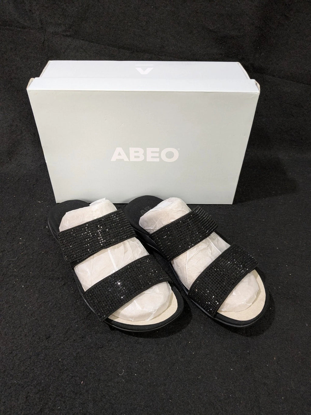2 pair Abeo Barrie NIB Black/ Grey Tiny Stones Orthotic Sandals Sz 7.5