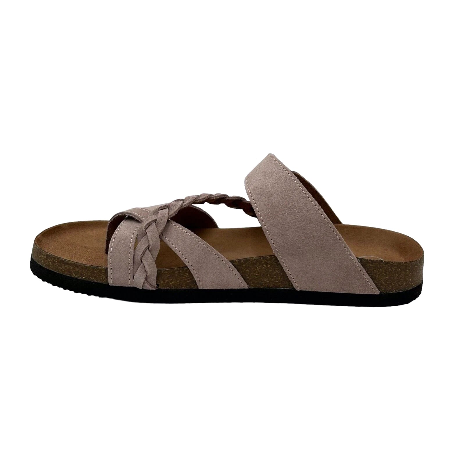 White Mountain Womens Leather Slide Sandals Size 9 Light Lavender Toe Loop Style