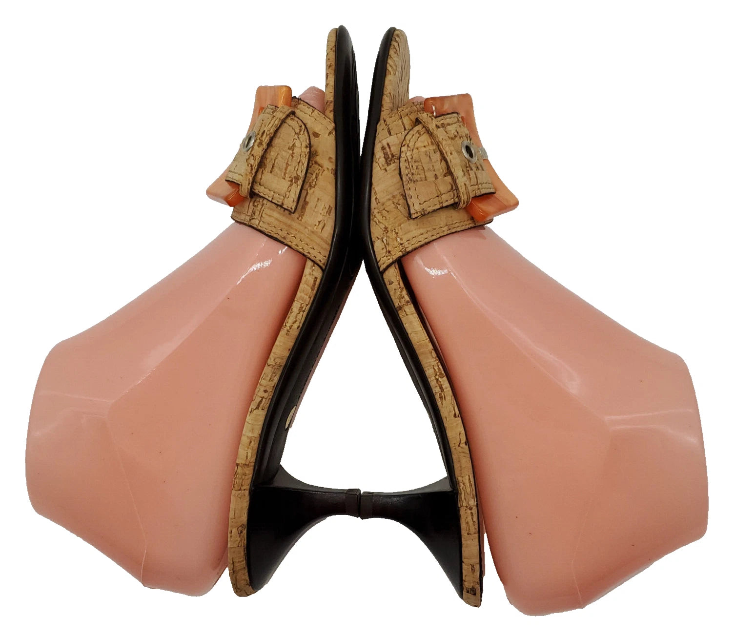NWOB~Donald Pliner~Womens 6.5M~Cork Buckle Kitten Heel Sandles~MADE in ITALY