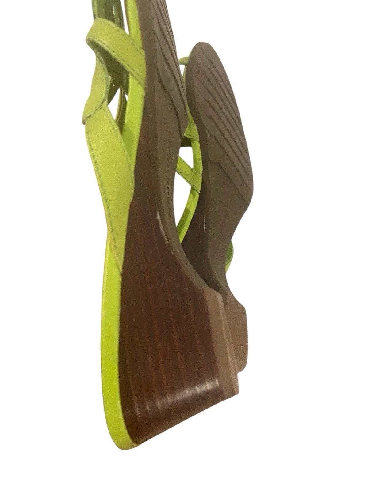 Naturalizer Womens Y2k Style Lime Green Leather Sandals Size 8.5 Kitten Heel