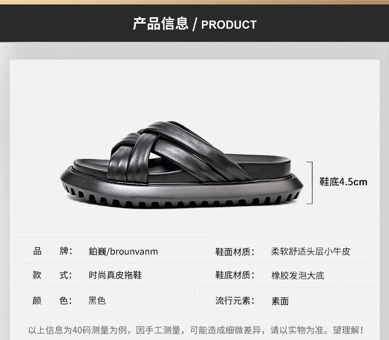 Roman Style Mens Open Toe Real Leather Cowhide Sandals Slippers Shoes Summer New