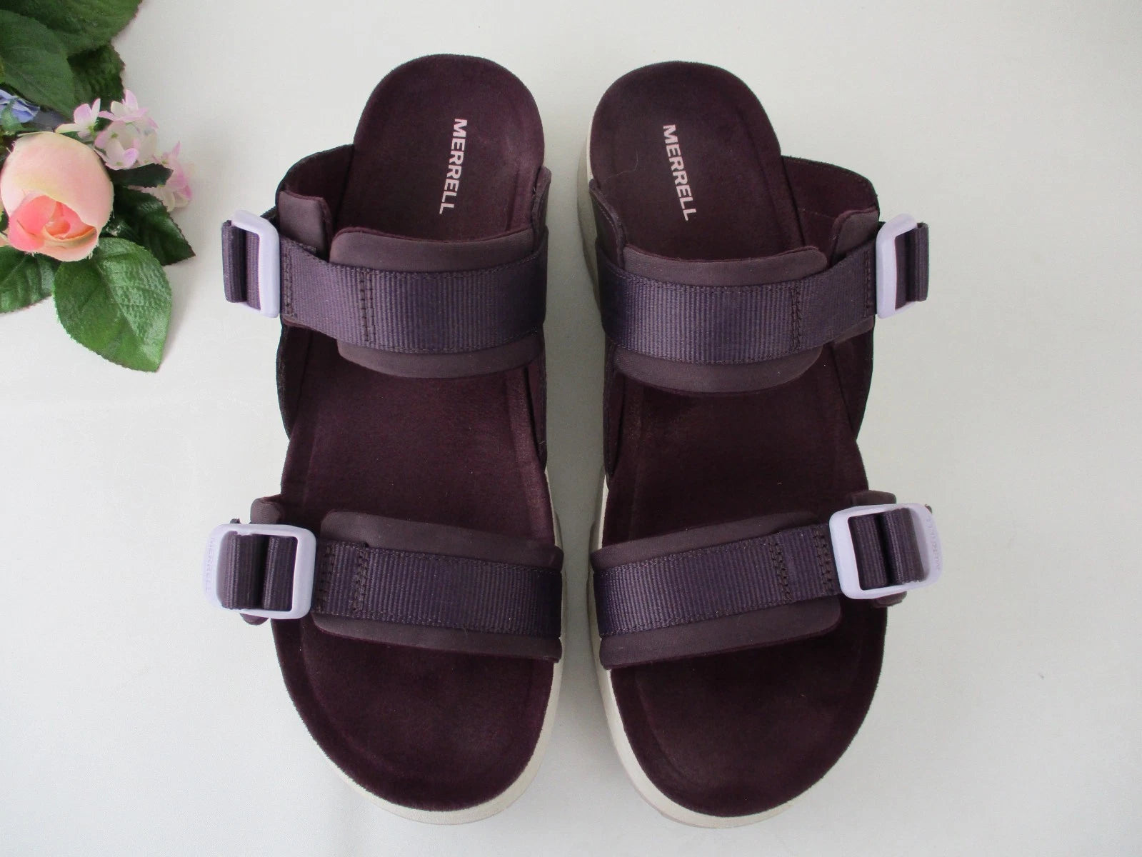Merrell Alpine Cush Burgundy Sport Platform Slide Sandals size 11, 42